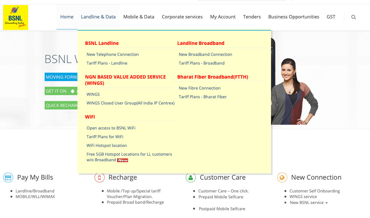 BSNL Bharat Fiber can be booked online on the official website of the telco