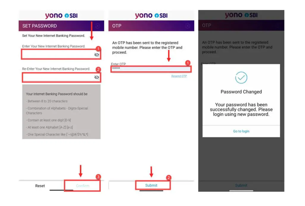 How to reset password in SBI Yono?